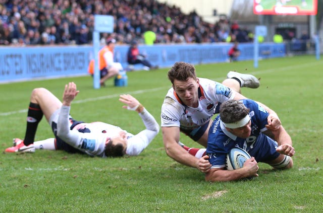 Jono Ross scores a try against Saracens back in March