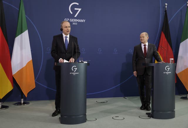 Micheal Martin during a press conference with German Chancellor Olaf Scholz 