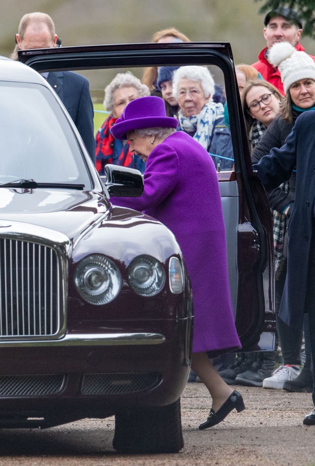 The Queen leaves the church service (Joe Giddens/PA)