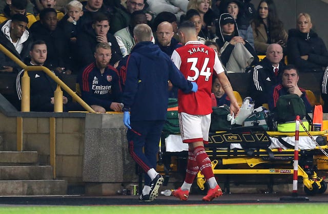 Granit Xhaka was forced off through injury 