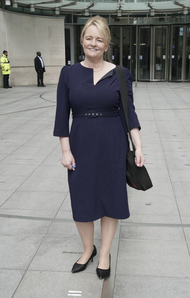 Unite general secretary Sharon Graham outside a BBC building after filming Sunday with Laura Kuenssberg