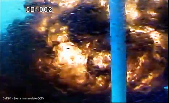 The Solong and the Stena Immaculate consumed by fire