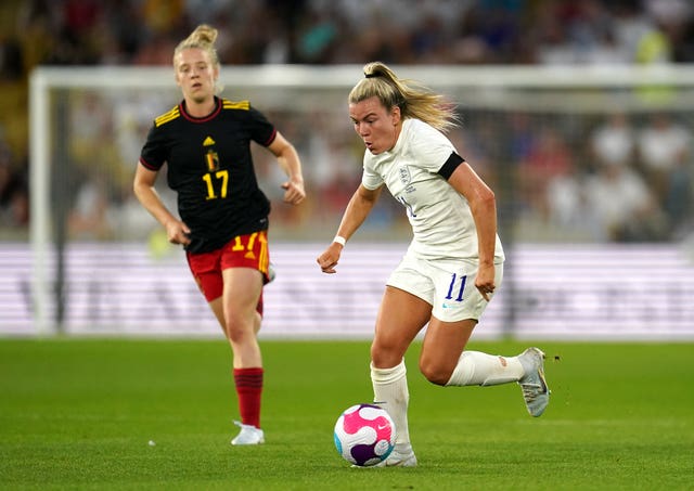 England’s Lauren Hemp (right) in action against Belgium (Nick Potts/PA).