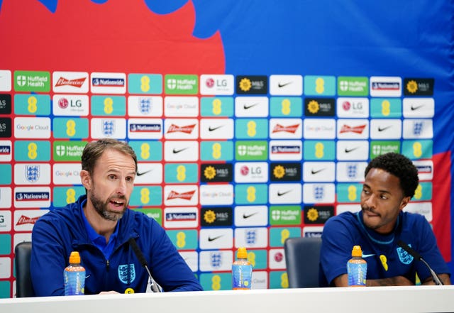 Raheem Sterling with then-England manager Sir Gareth Southgate in 2022 (