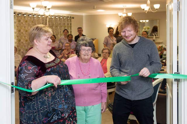 Ed Sheeran at a care home in his home town of Framlingham