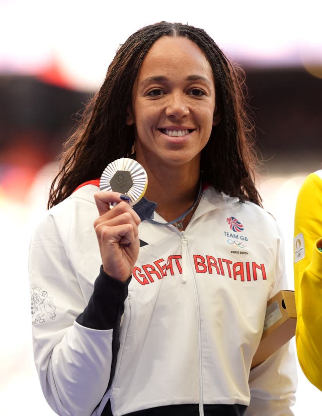 Great Britain’s Katarina Johnson-Thompson with the silver medal after the Women’s Heptathlon at the Stade de France on the fifteenth day of the 2024 Paris Olympic Games in France. Picture date: Saturday August 10, 2024.