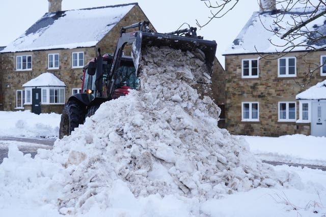 Snow is cleared in Catton, Northumberland