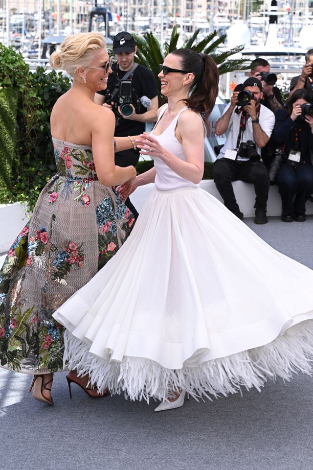 Hannah Waddingham (left) and Hayley Atwell at the photocall