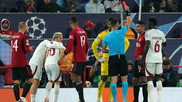 Manchester United had Casemiro sent off in their home defeat to Galatasaray (Martin Rickett/PA)