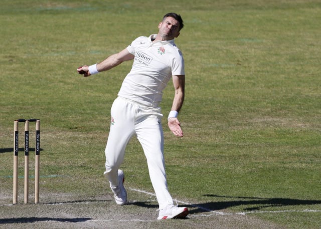 James Anderson bowling for Lancashire