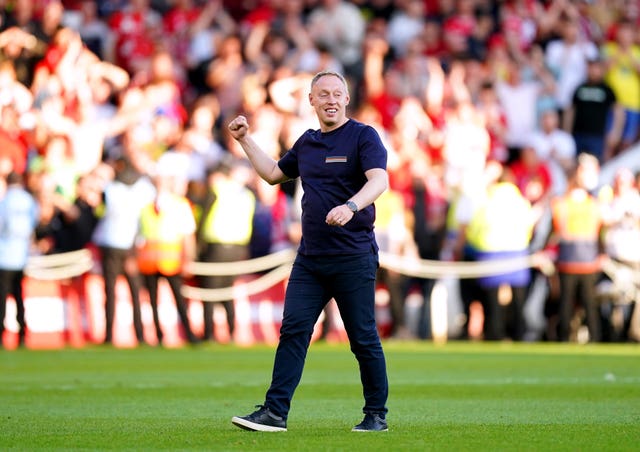 Steve Cooper celebrates Nottingham Forest's Premier League survival after victory over Arsenal