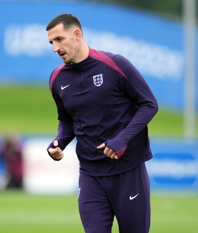 England’s Lewis Dunk during a training session at the Spa & Golf Resort in Weimarer Land in Blankenhain, Germany