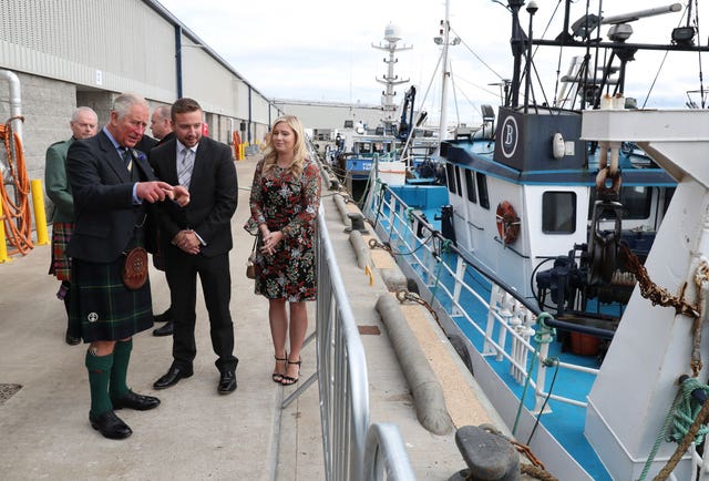 Prince of Wales in a kilt at the harbour