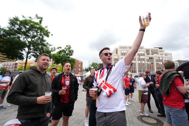 England fans having a drink in Gelsenkirchen