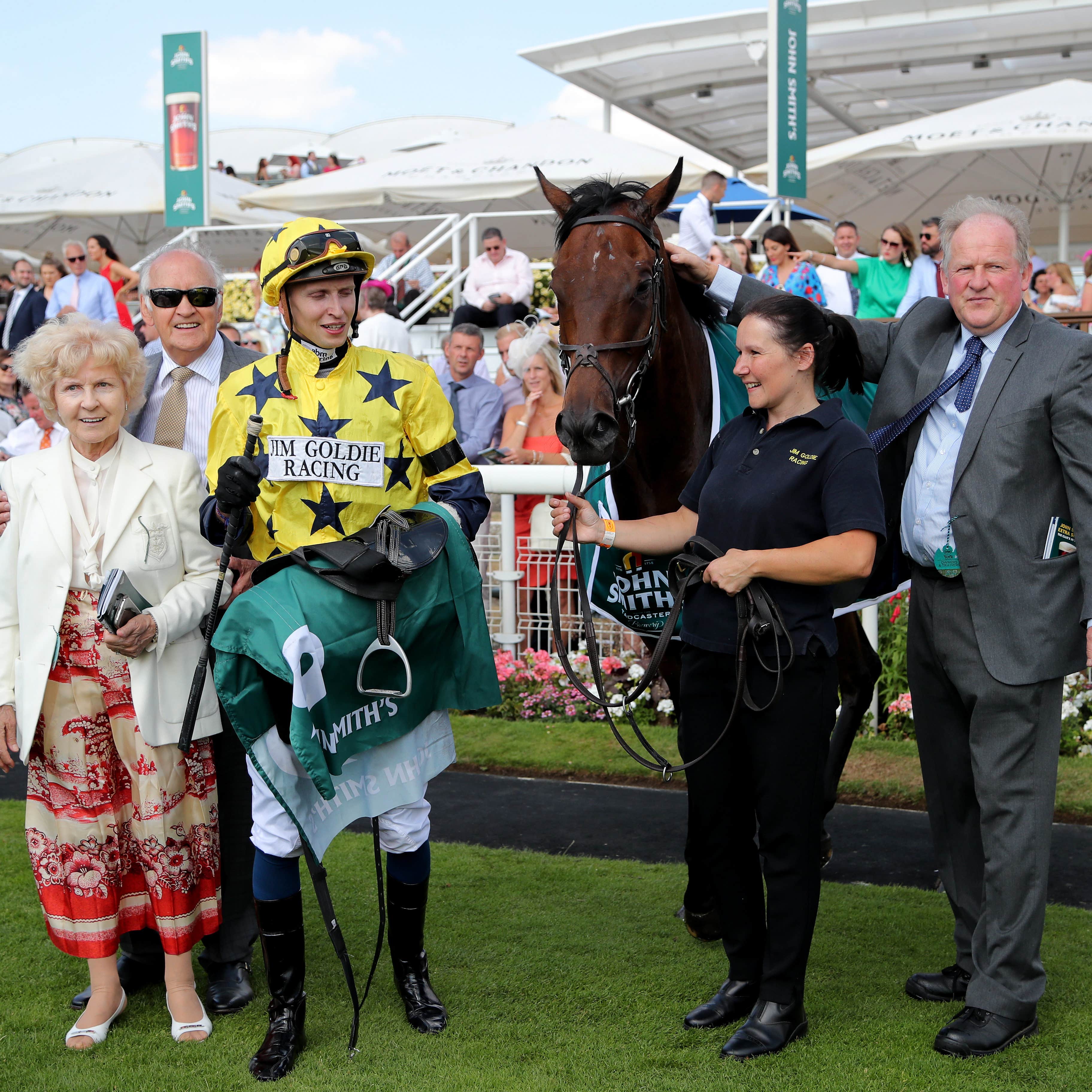 Euchen Glen in the winner's enclosure after landing the John Smith's Cup at York