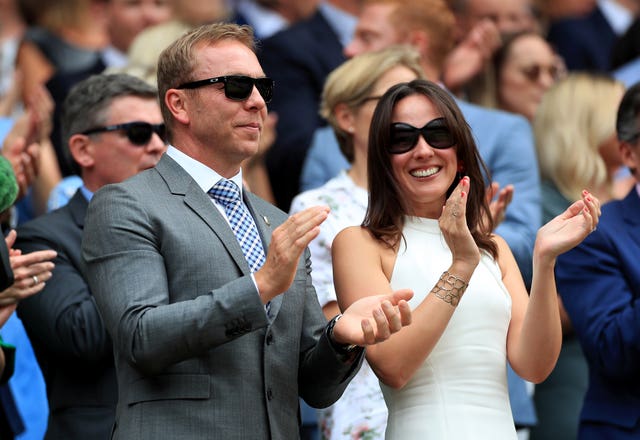 Sir Chris Hoy and his wife Sarra in the royal box at Wimbledon