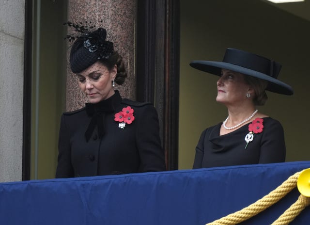 The Princess of Wales and the Duchess of Edinburgh on a balcony at the Foreign, Commonwealth and Development Office