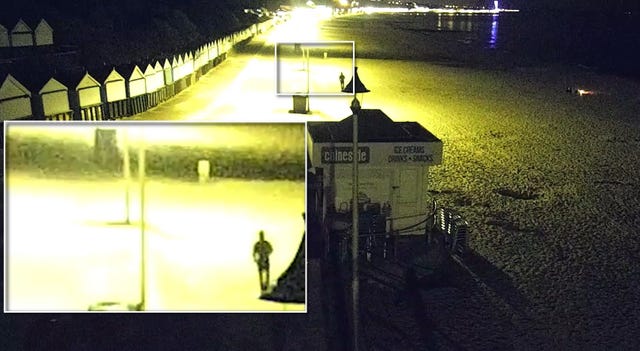 A screengrab from CCTV footage of a man said to be Nasen Saadi walking along the promenade on Bournemouth seafront