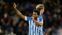 Huddersfield’s Duane Holmes celebrates his goal (Barrington Coombs/PA)