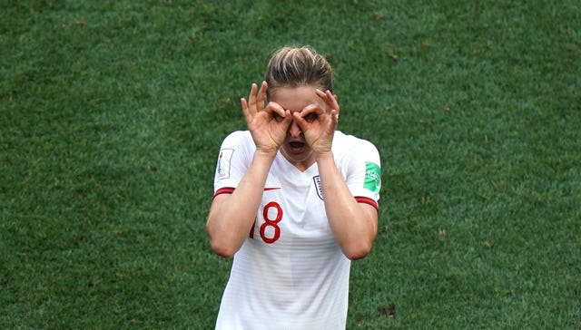 Ellen White's familiar goal celebration became a regular occurrence in England games. 