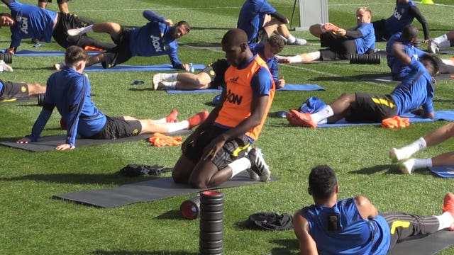 Pogba trained with his Manchester United team-mates in Perth on Tuesday.