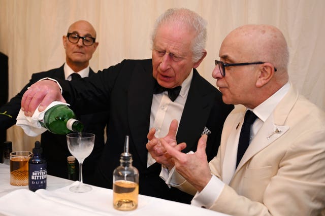 Charles makes a cocktail under the tutelage of Alessandro Palazzi 