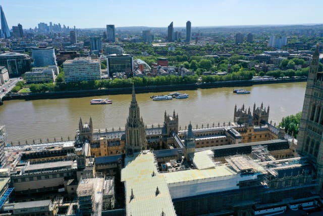 An aerial view of the River Thames in central London