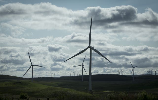 A view of turbines at Whitelee Windfarm in East Renfrewshire