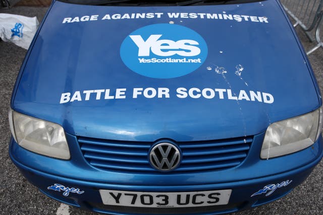 A car with a Yes logo at the SNP spring conference in Aberdeen in 2014