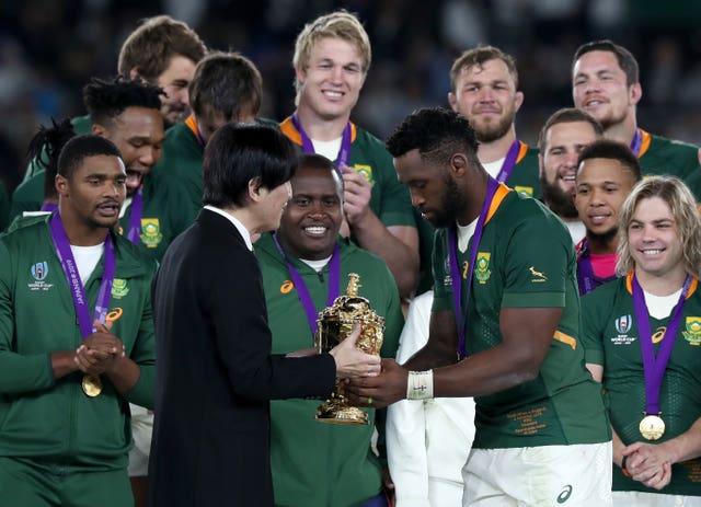Siya Kolisi, right, led South Africa to World Cup glory in 2019