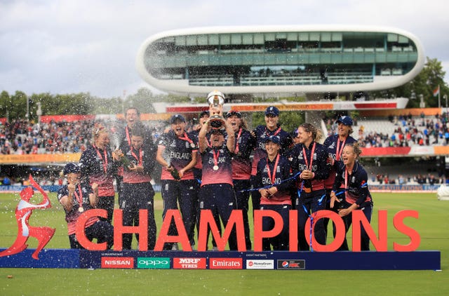 England Women celebrate winning the 2017 World Cup.