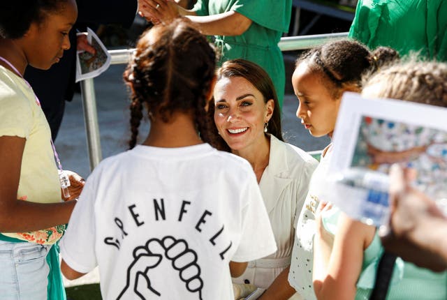 Kate speaks to survivors during the ceremony 