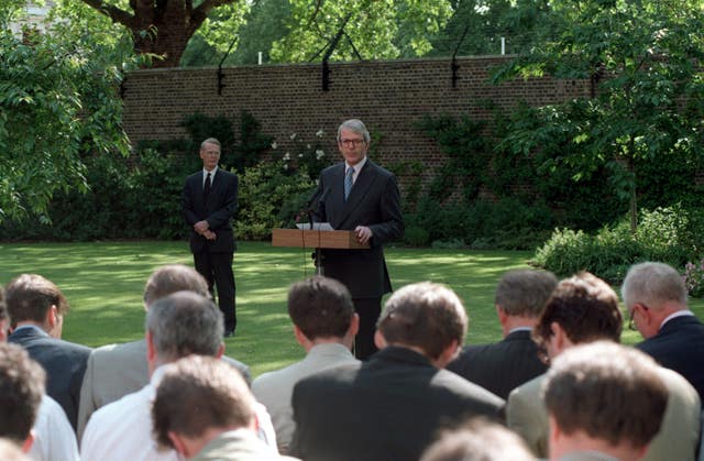 John Major announces his resignation as Conservative leader on June 22 1995 (Stefan Rousseau/PA)