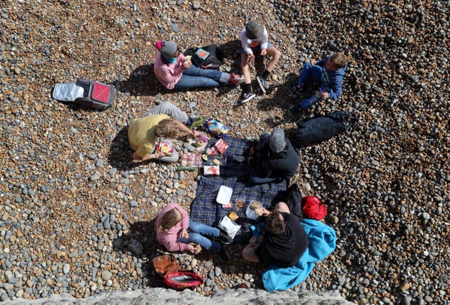 People having a picnic on a beach