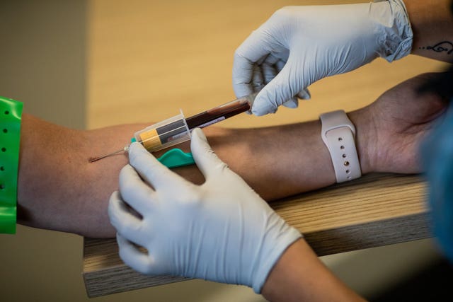 A blood sample being taken