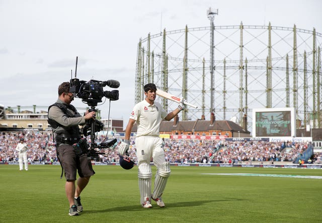Sir Alastair Cook leaves the field after being dismissed for 147 in his final Test innings