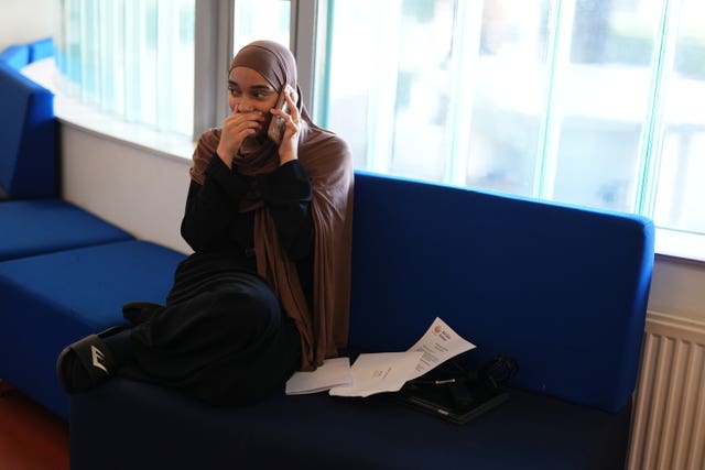 Azizah Haider receives her A-level results at Ark Globe Academy in south east London