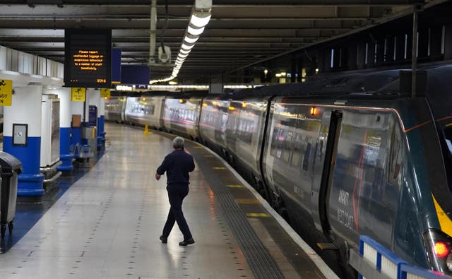 A quiet platform at London Euston train station