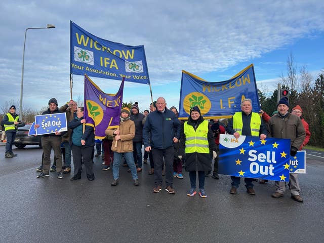 People in Athlone, Co Westmeath, protesting against the EU-Mercosur trade deal