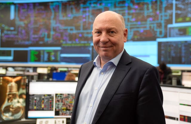 Fintan Slye, chief executive of the National Energy System Operator, inside the National Grid control room in Sindlesham, Berkshire