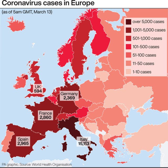 Coronavirus cases in Europe