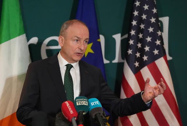 Taoiseach Micheal Martin speaks to the media at the Willard Intercontinental Hotel in Washington DC, during his visit to the US for St Patrick’s Day