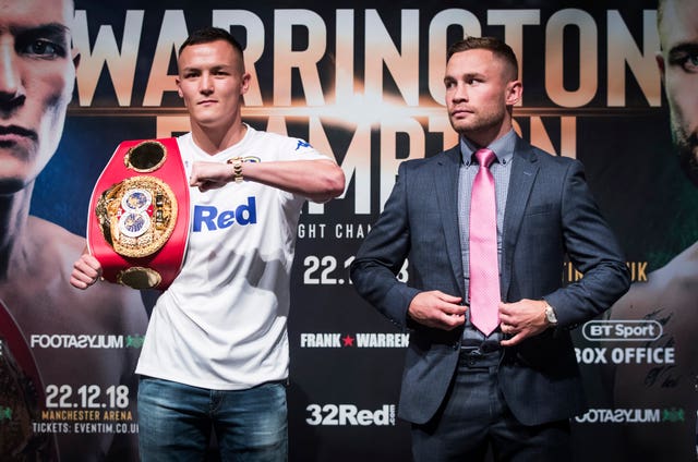 Josh Warrington, left, will make the first defence of his IBF featherweight title against Carl Frampton (Danny Lawson/PA)