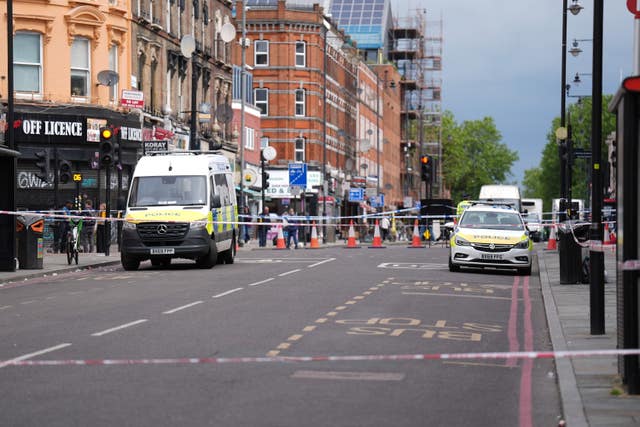 Police at the scene of the shooting