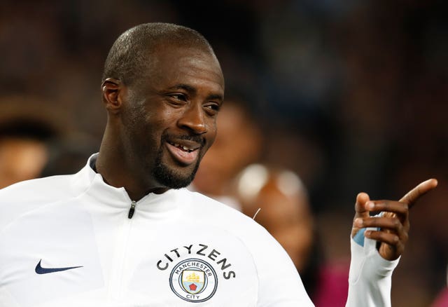 Manchester City’s Yaya Toure reacts after his final home appearance for the team during the Premier League match at the Etihad Stadium, Manchester