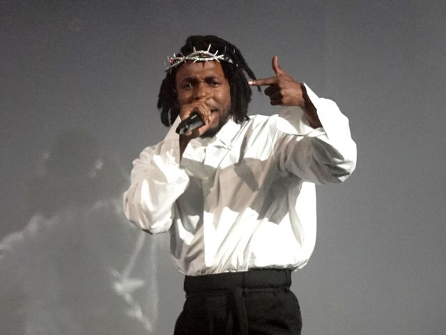 Kendrick Lamar performing at the Glastonbury Festival (Yui Mok/PA)