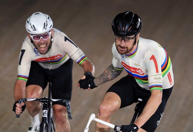 Mark Cavendish and Sir Bradley Wiggins competing at the London Six Day event in October 2016
