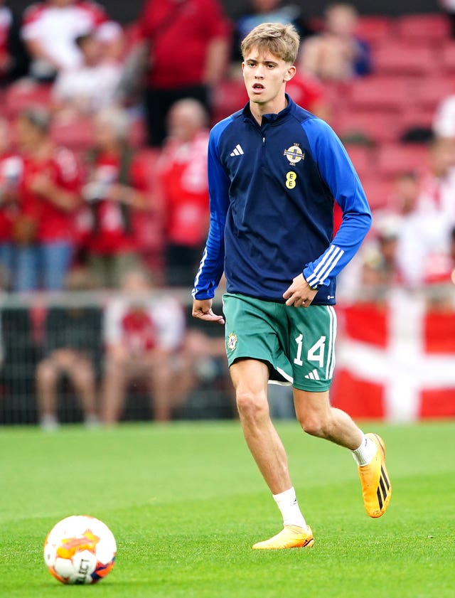 Isaac Price warms up for Northern Ireland