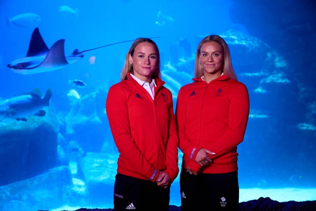 Izzy Thorpe, left, and Kate Shortman during the Paris 2024 artistic swimming team announcement