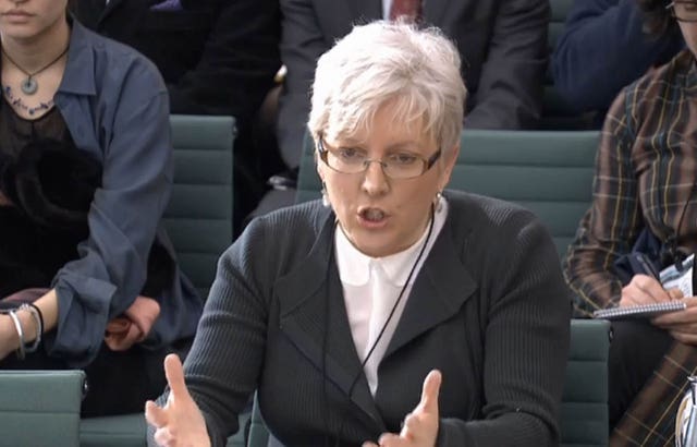 Carrie Gracie giving evidence to MPs (PA)